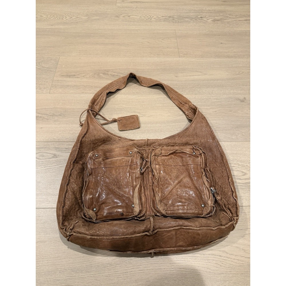 Olivia Harris Pillow Washed Lambskin Hobo Brown Boho Bag Purse Y2K‎ Leather VTG